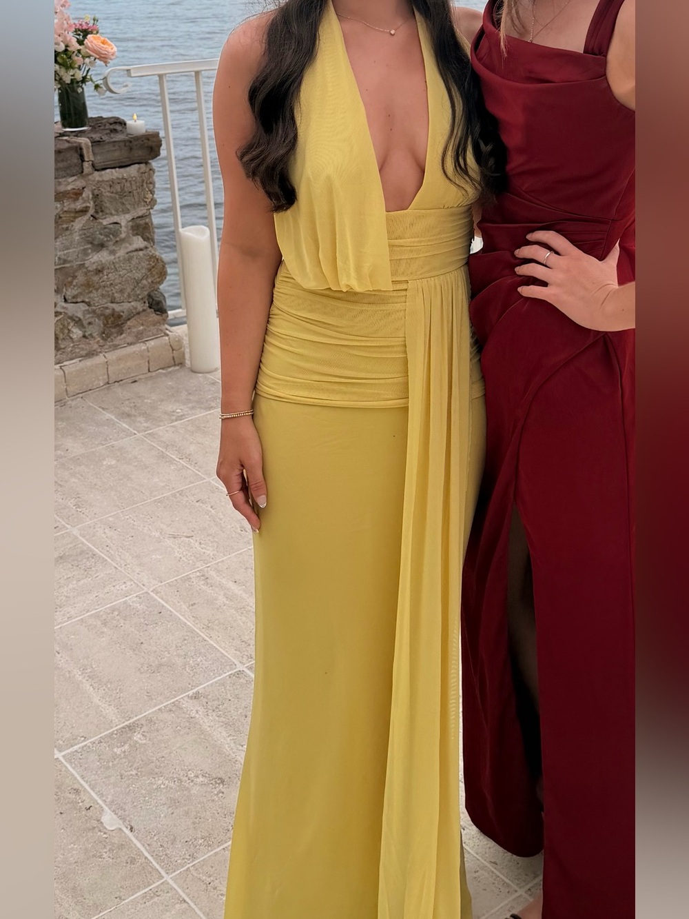 bec + bridge Yellow Draped Maxi Dress